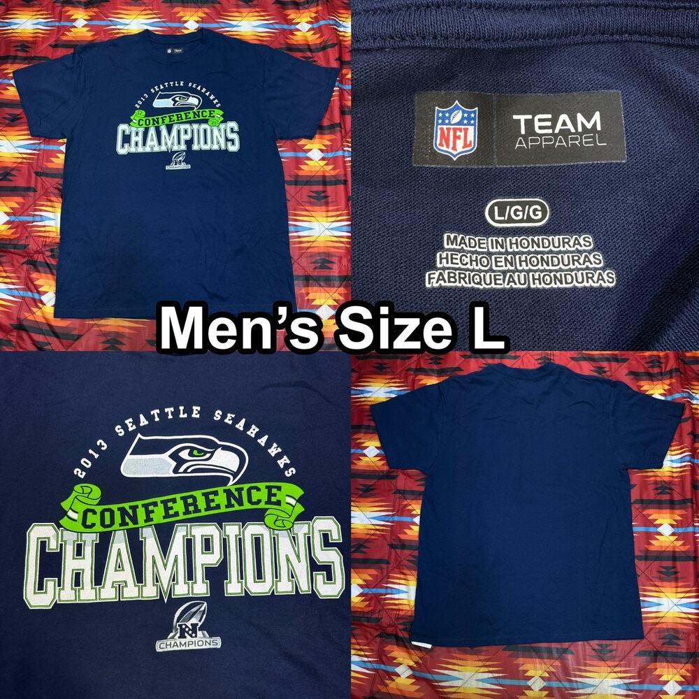 2013 NFL Seattle Seahawks Super Bowl Champions Blue T-Shirt Men’s Size Large